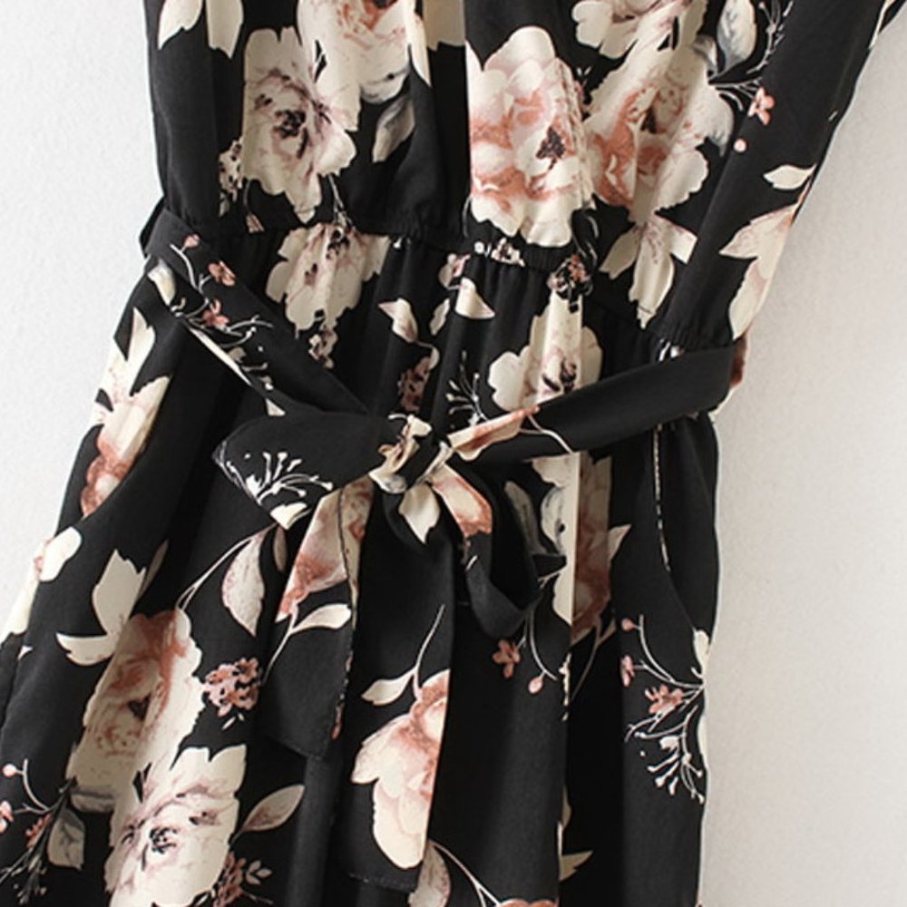 Floral Print Elastic Waist Jumpsuit - Picture 3 of 6